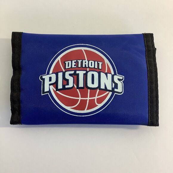 Detroit Pistons Tri-Fold Nylon Wallet 2005-2017 Logo Shows Minor Wear - Picture 1 of 5